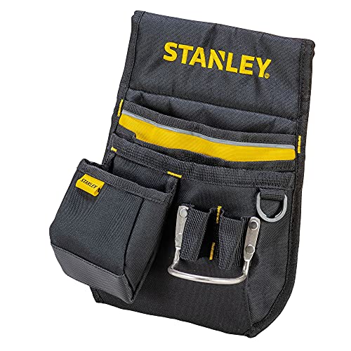 Stanley Gürteltasche / Werkzeuggürtel (24x6x15.5cm, 600 Denier Nylon, mit 2 Nageltaschen, 1 Hammerhalter und 1 Bandmaßtasche, leicht zugängliche Fächer) 1-96-181, Schwarz/Gelb von Stanley