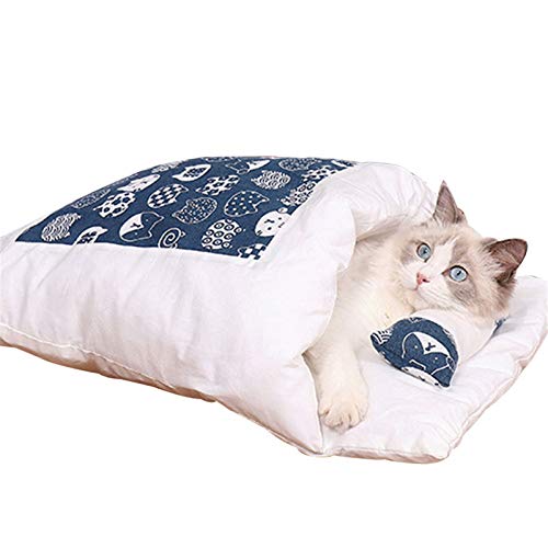 Starall Katzenschlafsack, warmer Sack Decke Matte, abnehmbares Katzenbett Winter Warm Katzenhaus kleines Haustierbett für Hunde Katzen von Starall