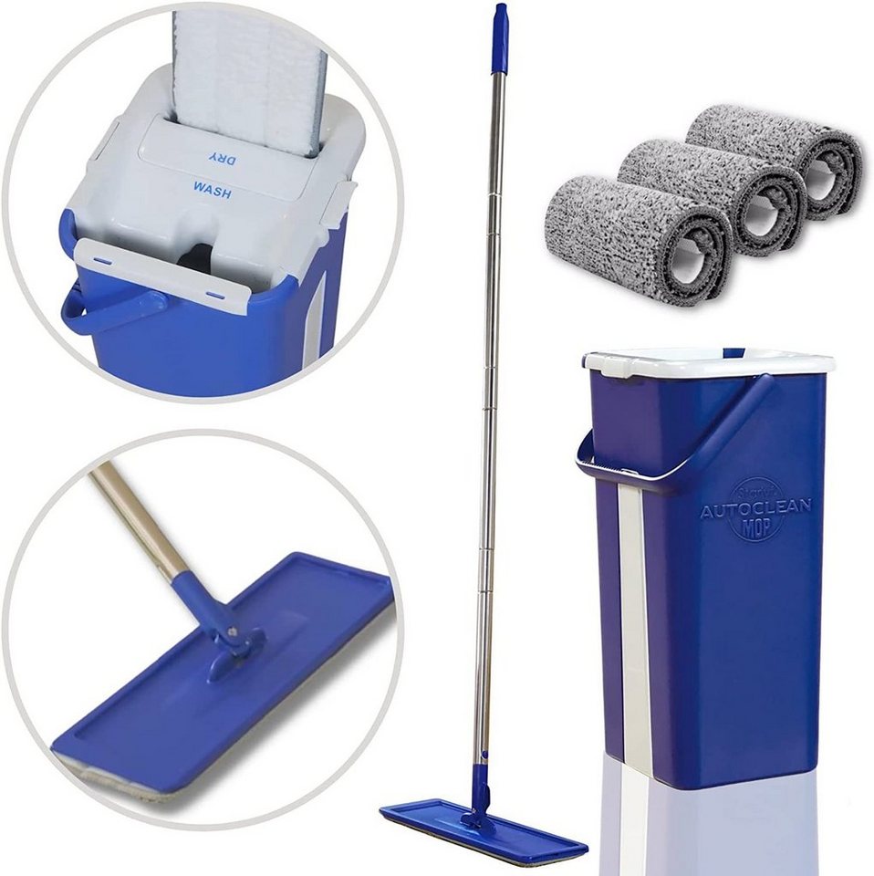 Starlyf Wischmopp Autoclean Mop Bodenwischer-Set, beutellos, selbstreinigendes Wischsystem, Doppelkammereimer, 2,7 Liter von Starlyf