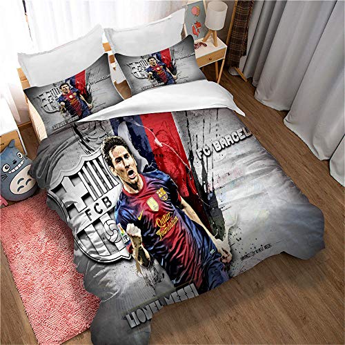 Bettwäsche, Fußball Lionel Messi Druck Bettbezug, Mikrofaser, inklusive 2 Kissenbezug 50 x 75 cm (135 x 200 cm,Stil 06) von Ste-X