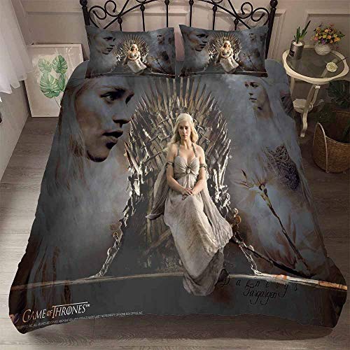 Ste-X 3-teiliges Bettbezug-Set Double Game of Thrones Bedruckte Bettwäsche Bettbezug Mit Reißverschluss Für Mädchen, Ultraweiche Mikrofaser-Bettwäsche (135x200cm,GOT 02) von Ste-X