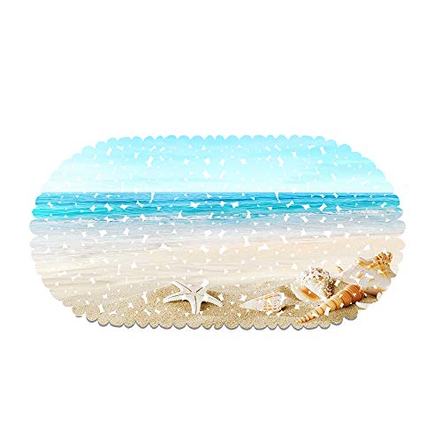 rutschfeste Badematte - PVC-Badewannenmatte Duschteppich Mit Leistungsstarken Saugnäpfen Massagefunktion Strand Pur Seestern 70x35cm (Style 03) von Ste-X