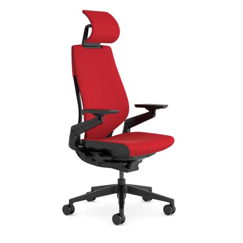 Steelcase Gesture Ergonomischer Bürostuhl mit 360° Armlehnen, 3D-Live Back Lumbalstütze, anpassbarer Kopfstütze Rot von Steelcase