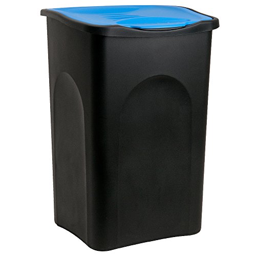 Stefanplast® Mülleimer mit Deckel 50L Abfalleimer Geruchsarm Küche Bad Biomüll Gelber Sack Kunststoff Mülltrennung Schwarz Blau von Deuba