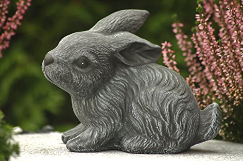 STEINFIGUREN SPICKER Steinfigur Hase Zwergkaninchen 193/1, Gartenfigur Steinguss Tierfigur Basaltgrau von STEINFIGUREN SPICKER