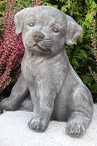 STEINFIGUREN SPICKER Steinfigur Hund sitzend 173/1, Gartenfigur Steinguss Tierfigur Basaltgrau von STEINFIGUREN SPICKER