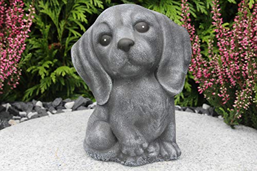 STEINFIGUREN SPICKER Steinfigur Hund klein 172/1, Gartenfigur Steinguss Tierfigur Basaltgrau von STEINFIGUREN SPICKER