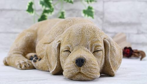 STEINFIGUREN SPICKER Steinfigur Hund schlafend 191/6, Gartenfigur Steinguss Tierfigur Ocker Patina von STEINFIGUREN SPICKER