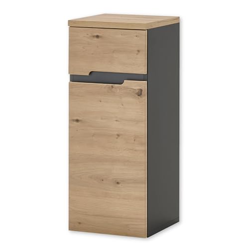 MEMPHIS Badezimmer Kommode schwebend in Artisan Eiche Optik, Grau - Badezimmerschrank Bad Schrank mit viel Stauraum - 30 x 74 x 31 cm (B/H/T) von Stella Trading