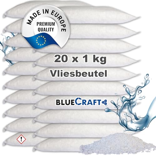 20x 1kg Luft-Entfeuchter Granulat Nachfüllpack im Vliesbeutel Raumentfeuchter ohne Strom 1,97€/kg von Bluecraft