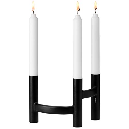 Stelton - Kerzenständer, Kerzenhalter - Ora - Edelstahl - schwarz - 20 x 8 x 13 cm von Stelton
