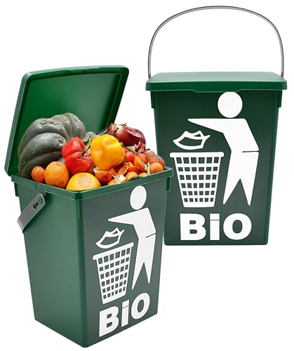 Bio Mülleimer 5L - Biomüll Behälter mit Deckel - Grün - Bioeimer klein für Küche - Abfalleimer Komposteimer Bioabfall von Stephans Möbelbörse