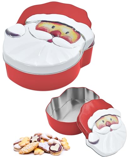 Stephans Möbelbörse Gebäckdose für Weihnachten Plätzchendose mit Deckel Metall Keksdose Blechdose Weihnachtsdose Plätzchendose Weihnachtsmann Santa von Stephans Möbelbörse