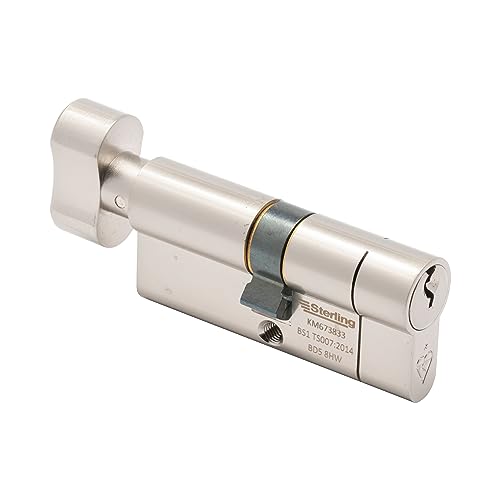 Sterling Int Ext TS007 BS1 1 Stern Polizeigeprüft Gesichert durch Design Knauf Türzylinder, Satin Nickel, 40 mm Innen 60 mm Außen (insgesamt 100 mm) von Sterling