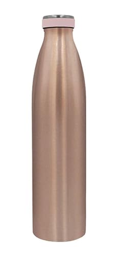 Steuber Edelstahl Thermo Trinkflasche 1000 ml doppelwandige Isolierflasche mit auslaufsicherem Deckel, Rosegold von Steuber
