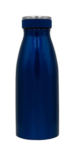 Steuber Edelstahl Thermo Trinkflasche 350 ml doppelwandige Isolierflasche mit auslaufsicherem Deckel, Dunkelblau von Steuber
