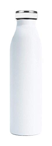 Steuber Edelstahl Thermo Trinkflasche 500 ml doppelwandige Isolierflasche mit auslaufsicherem Deckel, Weiß von Steuber