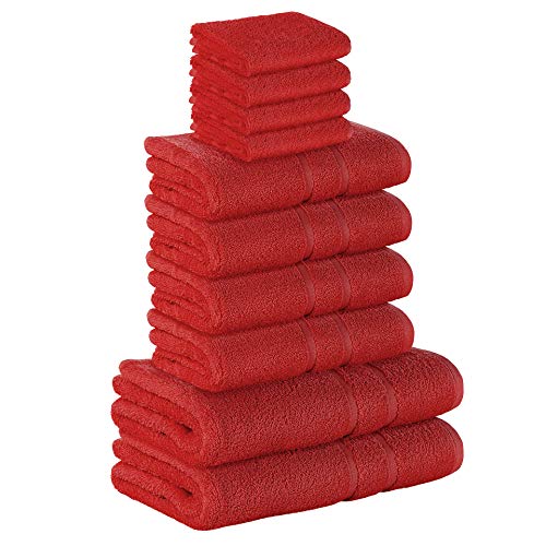 StickandShine 10 TLG. (4X Gästehandtuch / 4X Handtuch / 2X Duschtuch) in rot/Premium Frottee Set aus 100% Baumwolle mit 500g/m² 10er Pack von StickandShine Inh. Christian Müller