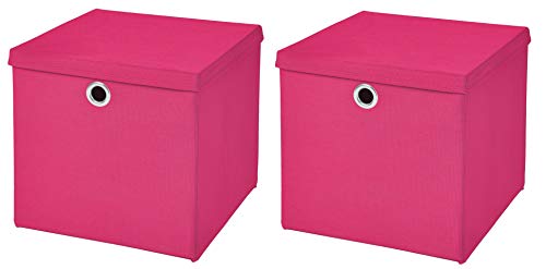 StickandShine 2er Set Pink Faltbox 28 x 28 x 28 cm Aufbewahrungsbox faltbar mit Deckel von StickandShine
