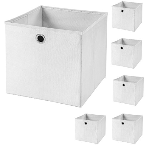 StickandShine 6er Set Weiß Faltbox 28 x 28 x 28 cm Aufbewahrungsbox faltbar von StickandShine