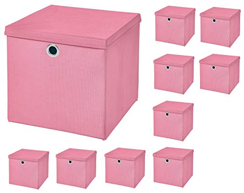 StickandShine 10er Set Rosa Faltbox 28 x 28 x 28 cm Aufbewahrungsbox faltbar mit Deckel von StickandShine