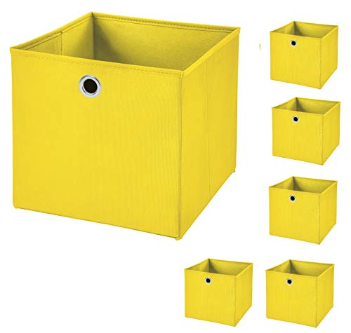 StickandShine 6er Set Gelb Faltbox 28 x 28 x 28 cm Aufbewahrungsbox faltbar von StickandShine