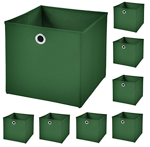 StickandShine 8er Set Dunkelgrün Faltbox 28 x 28 x 28 cm Aufbewahrungsbox faltbar von StickandShine