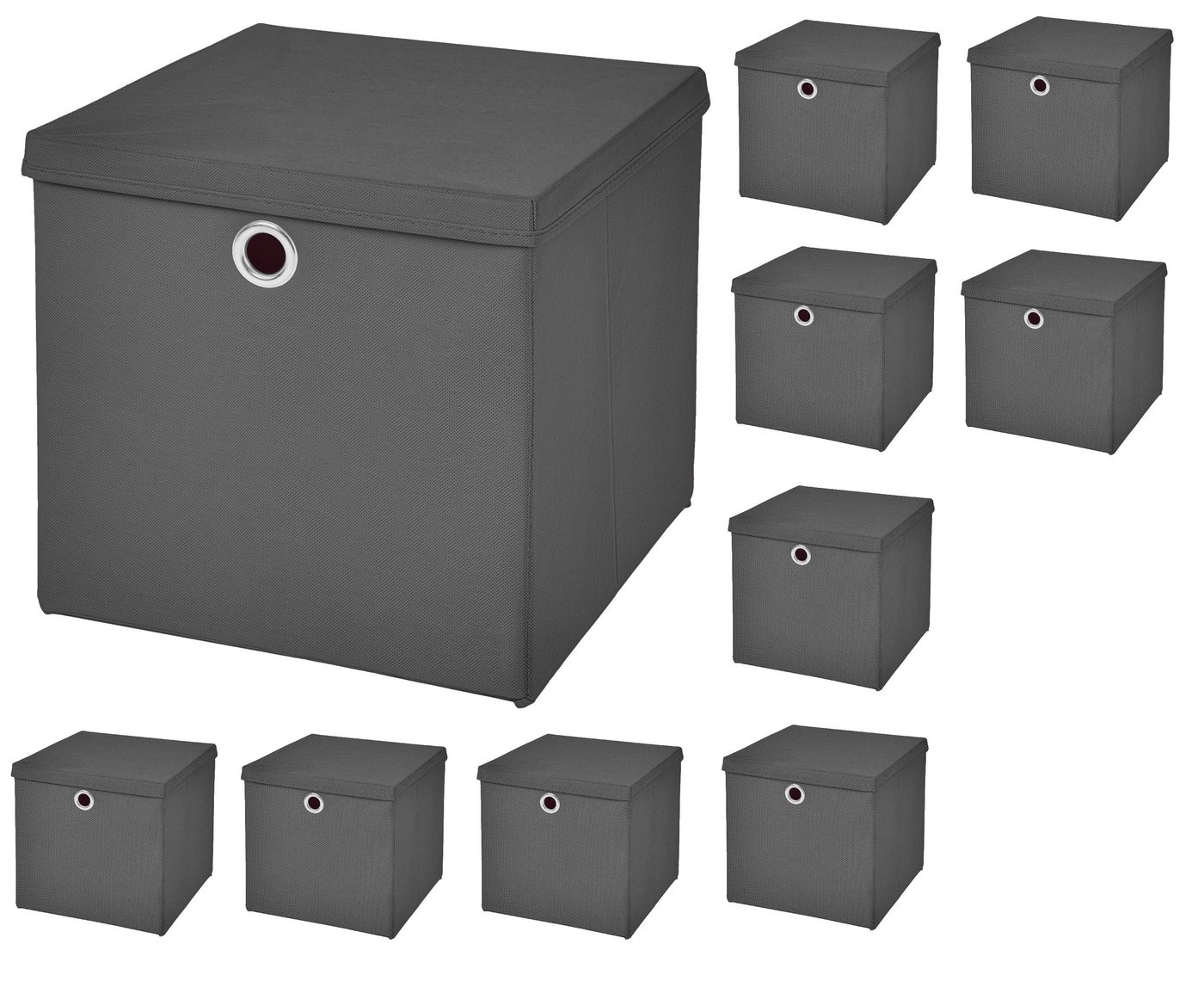 StickandShine Aufbewahrungsbox 10 Stück 33 x 33 x 33 cm Faltbox mit Deckel Stoffbox Aufbewahrungsbox (10er SET 33x33x33) in verschiedenen Farben 33cm von StickandShine