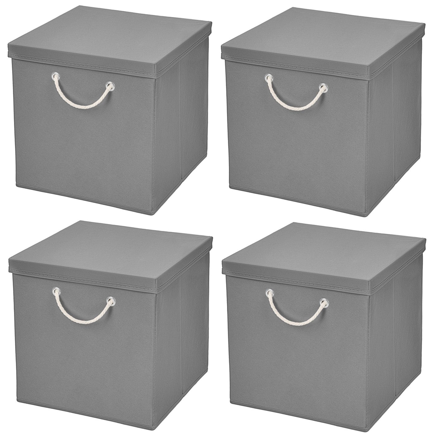 StickandShine Faltbox 4 Stück 30 x 30 x 30 cm Aufbewahrungsbox Stoffboxen in verschiedenen Farben (4er SET 30x30x30) Faltbox moderne Faltkiste Maritim mit Kordel 30cm von StickandShine
