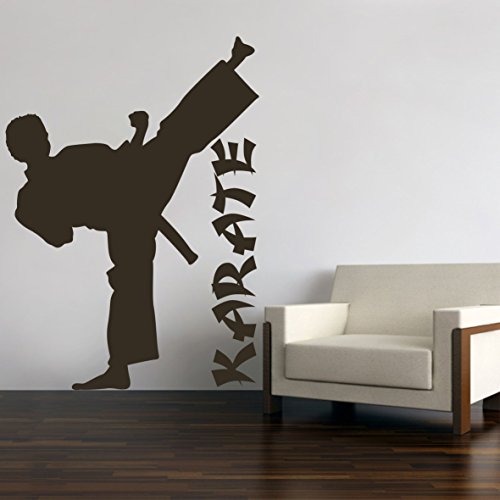 Karate Judo Kungfu Wandtattoo Wandaufkleber Wandsticker Wohnzimmer Kinderzimmer Aufkleber Sticker (80 x 57 cm, Schwarz) von Sticker Design Shop