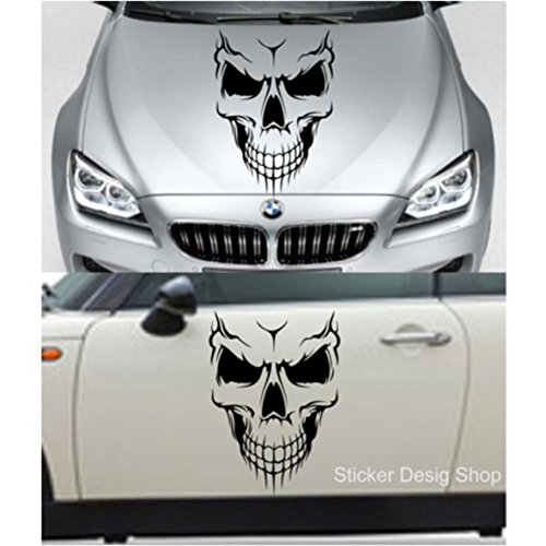 Skull Totenkopf Auto Aufkleber Sticker Wandtattoo Wandaufkleber Wohnzimmer Flur (70 x 49 cm) von Sticker Design Shop