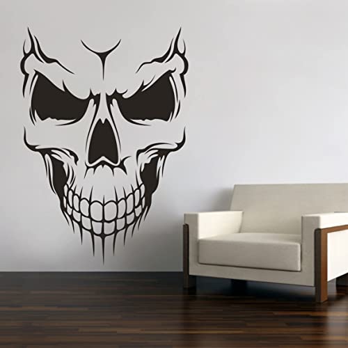 Skull Totenkopf Schädel Wandtattoo Wandaufkleber Wandsticker Wohnzimmer Auto Aufkleber Sticker (50 x 35 cm, Schwarz) von Sticker Design Shop