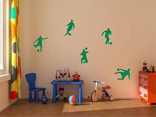 Stickerkoenig Kinderzimmer Wandtattoo Fußballer & Fußbälle 5er Set Soccer Größe 1 FARBE: Grün von Stickerkoenig