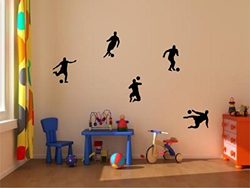 Stickerkoenig Kinderzimmer Wandtattoo Fußballer & Fußbälle 5er Set Soccer minis FARBE: Schwarz von Stickerkoenig