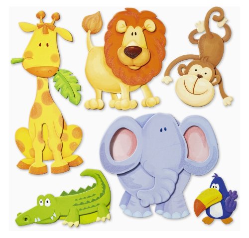 Stickerkoenig Wandtattoo 3D Sticker Wandsticker Kinderzimmer - niedliche Tiere Afrikas Löwe, Elefant uvm.- Deko auch für Fenster, Schränke, Türen etc auf Bogen von Stickerkoenig