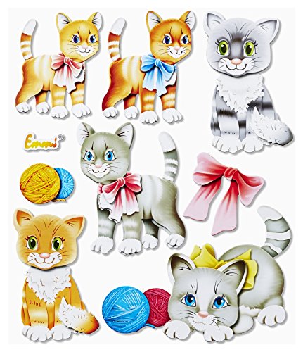 Stickerkoenig Wandtattoo 3D Sticker Wandsticker - niedliche Katzen, Katze Cats Kätzchen Set #555 Kinderzimmer Deko auch für Wände, Fenster, Schränke, Türen etc auf Bogen von Stickerkoenig