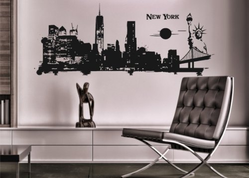 Stickerkoenig Wandtattoo "SKYLINE NEW YORK 2013" seidenmatt, Größe: 3 (160 x 68 cm), Dunkelgrau von Stickerkoenig