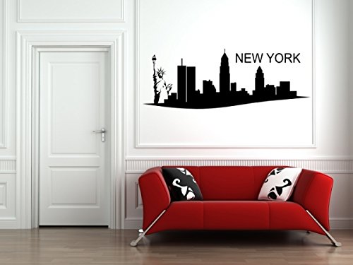 Stickerkoenig Wandtattoo "SKYLINE NEW YORK" seidenmatt, Größe: 3 (165 x 60 cm), Weiß von Stickerkoenig