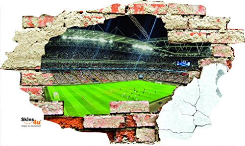 Stickerkoenig Wandtattoo Wand Mauer Loch 3D Look Wandsticker Aufkleber Deko Bild Fußball Stadion von Stickerkoenig