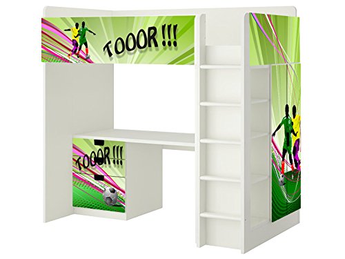Fussball Aufkleber - SH09 - passend für die Kinderzimmer Hochbett-Kombination STUVA von IKEA - Bestehend aus Hochbett, Kommode (3 Fächer), Kleiderschrank und Schreibtisch - Möbel Nicht Inklusive | STIKKIPIX von Stikkipix