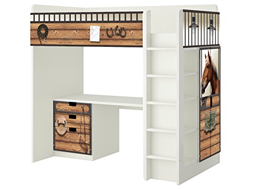 Pferdestall Möbelfolie - SH13 - passend für die Kinderzimmer Hochbett-Kombination STUVA von IKEA - Bestehend aus Hochbett, Kommode (3 Fächer), Kleiderschrank und Schreibtisch - Möbel Nicht Inklusive | STIKKIPIX von Stikkipix