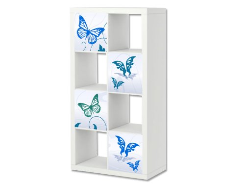 Stikkipix Blue Butterfly Möbelfolie | ER24 | Aufkleber-Set passend für das Regal EXPEDIT/KALLAX von IKEA (Möbel Nicht inklusive) von Stikkipix