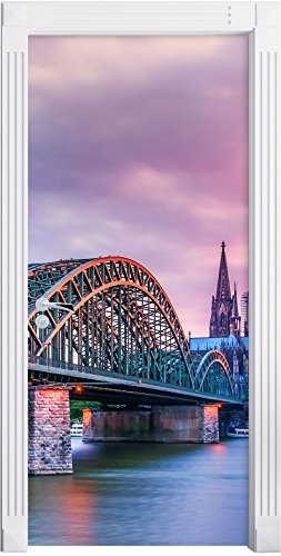 Stil.Zeit Möbel Prächtige Hohenzollernbrücke in Köln als Türtapete, Format: 200x90cm, Türbild, Türaufkleber, Tür Deko, Türsticker von Stil.Zeit