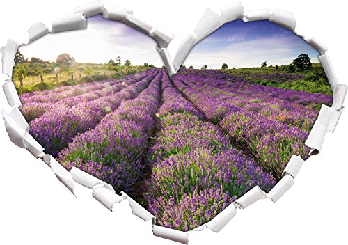 Stil.Zeit Lavendelfeld Provence Herzform im 3D-Look, Wand- oder Türaufkleber Format: 62x43.5cm, Wandsticker, Wandtattoo, Wanddekoration von Stil.Zeit