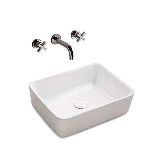 Aufsatz Keramik Waschbecken Soho Brillant Weiß 48 cm mit Easy Clean Oberfläche Design Aufsatzwaschbecken Waschschale von Stilform