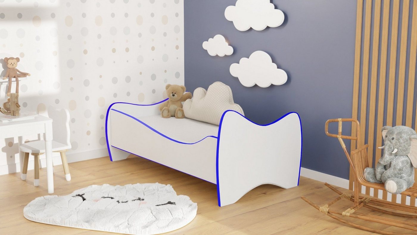 Stillerbursch Jugendbett 70x140 Kinderbett Blau-Weiss ohne Matratze (Set, 2-tlg., Bett Lattenrost Matratze), Wahlweise in 2 Größen, Matratze wählbar von Stillerbursch