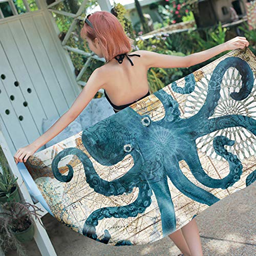 Strandtücher Badetuch Schnelltrocknende Wasseraufnahme Extra Mikrofaser XL XXL, 3D Meeresschildkrötenwal Hippocampus Octopus Motiv Handtuch Kinder Junge Erwachsene Männer Decke (A2,150x200 cm) von Stillshine.