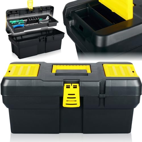Werkzeugkiste Toolbox leer mit Schnellverschluß und Organizer Werkzeugbox (Toolbox Gelb 41) von Stimo