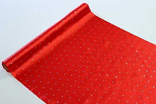 Stoff-Kollektion Satin Stoffrolle/Tischläufer mit Pailetten Sequin (Rot, 37 cm) von Stoff-Kollektion