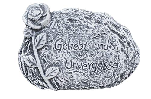 stoneandstyle Grabschmuck Grabstein Geliebt und unvergessen frostfest wetterfest Steinguss von stoneandstyle